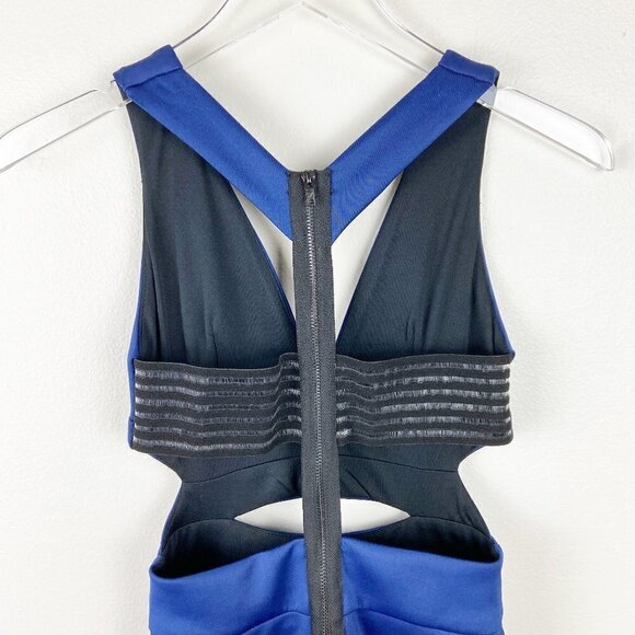 ASOS | Scuba Cobalt Blue Sleeveless V Neck Dress Cutout - Picture 5 of 9